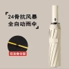 Wholesale 24-bone fully automatic umbrella, double-bone wind-resistant and thick black rubber sun protection, all-weather umbrella factory direct sales Specification image
